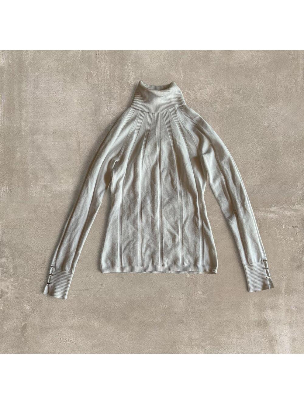 White House Black Market Women's Cream and White Jumper